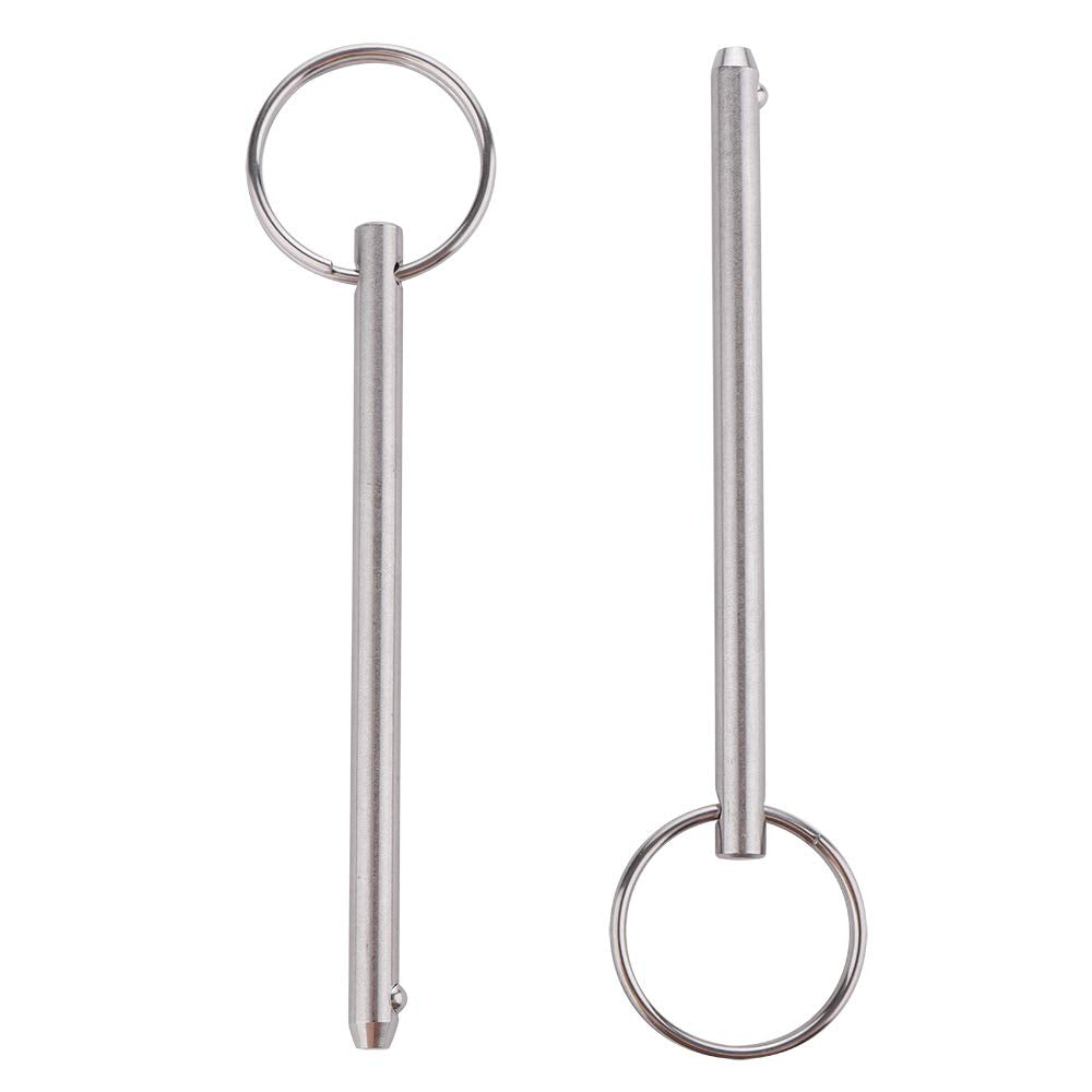 2 Pack Quick Release Pin, Diameter 1/4"(6.3mm), Overall Length 4.1"(105mm), Usable Length 3-1/2"(89mm), Full 316 Stainless Steel, Bimini Top Pin, Marine Hardware