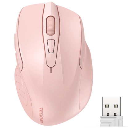 TECKNET Wireless Mouse, 2.4G Ergonomic Optical Mouse, Computer Mouse for Laptop, PC, Computer, Chromebook, Notebook, 6 Buttons, 24 Months Battery Life, 2600 DPI, 5 Adjustment Levels