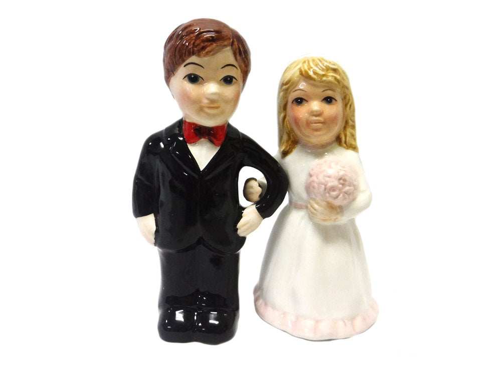 Pacific Trading Bride and Groom Pink Rose Magnetic Salt and Pepper Shakers
