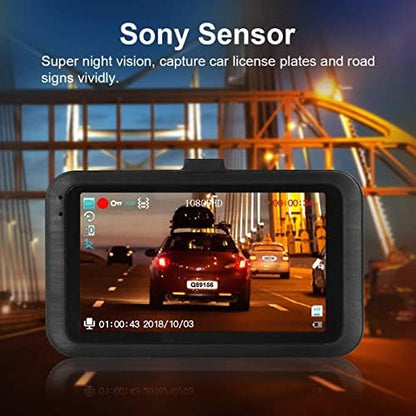 Dash Cam Front and Rear with Card FHD 1080P 3”IPS Screen Dual Camera Dash Cams DVR Car Driving Recorder 170°Wide Angle HDR Dashboard Camera Night Vision Parking Mode Motion Detection Loop Recording