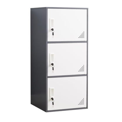 iCHENGGD 3 Door Metal Locker Steel Storage Cabinet, Office Storage Lockers for Employees, Vertical Metal Cabinets for Home,Office,School,Room Storage Organizer