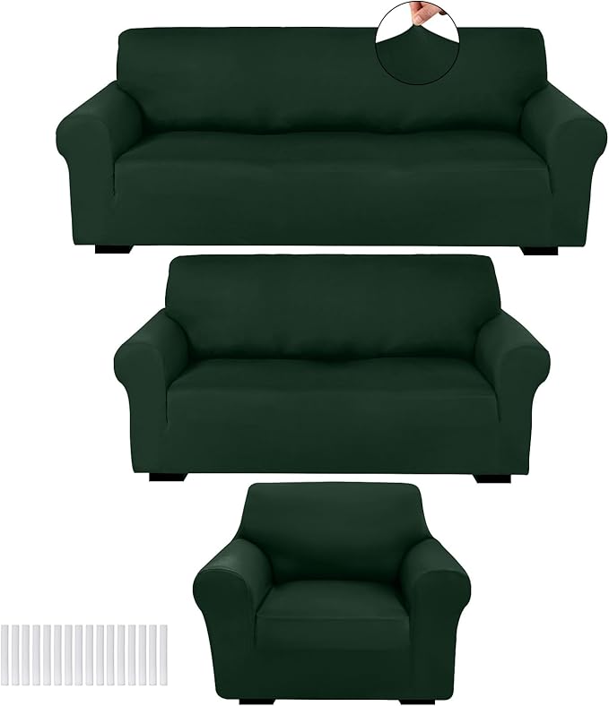 Peryiter 3 Pcs Couch and Loveseat Covers Set Sofa Cover