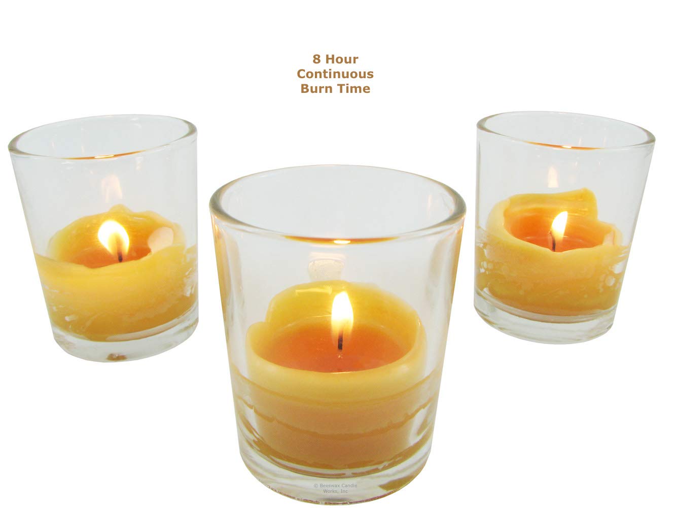 Beeswax Candle Works, 10-Hour Votives (Pack of 24) 100% USA Beeswax