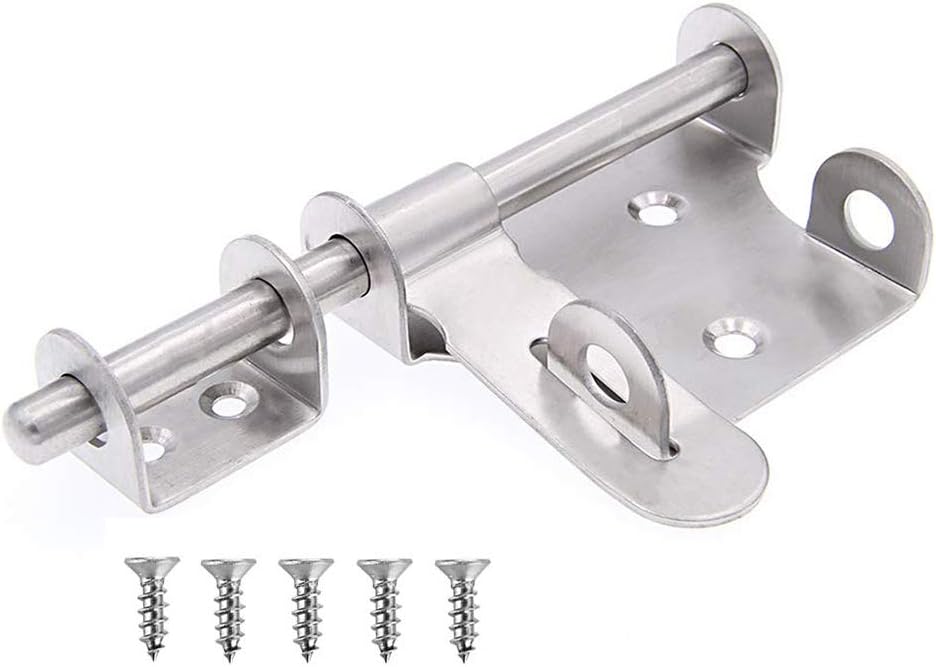 Sliding Bolt Gate Latch,Stainless Steel Latch Bolt Door Latch Lock, Bolt with Padlock Hole, Hasp Safety Clasp Hasp Barrel Bolt Sliding Latches,Stainless Steel Brushed Finish