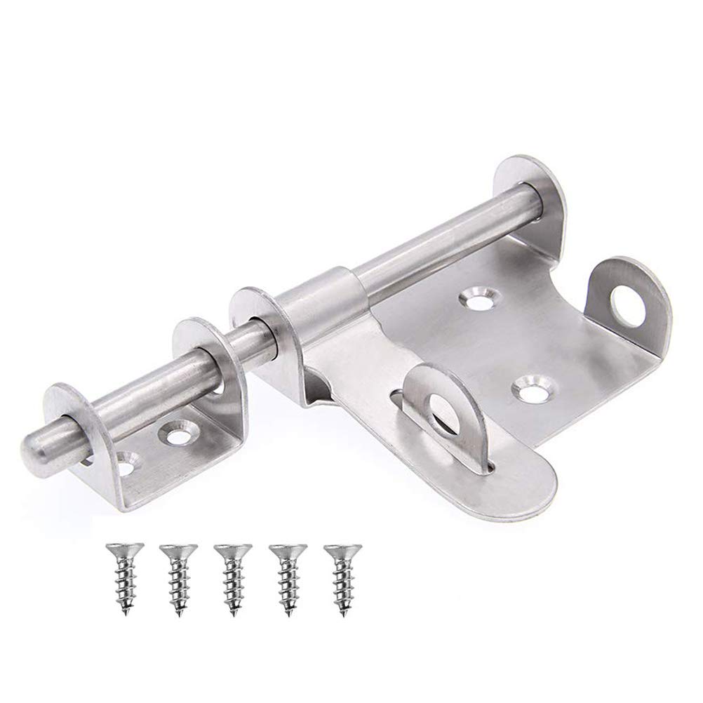Sliding Bolt Gate Latch,Stainless Steel Latch Bolt Door Latch Lock, Bolt with Padlock Hole, Hasp Safety Clasp Hasp Barrel Bolt Sliding Latches,Stainless Steel Brushed Finish