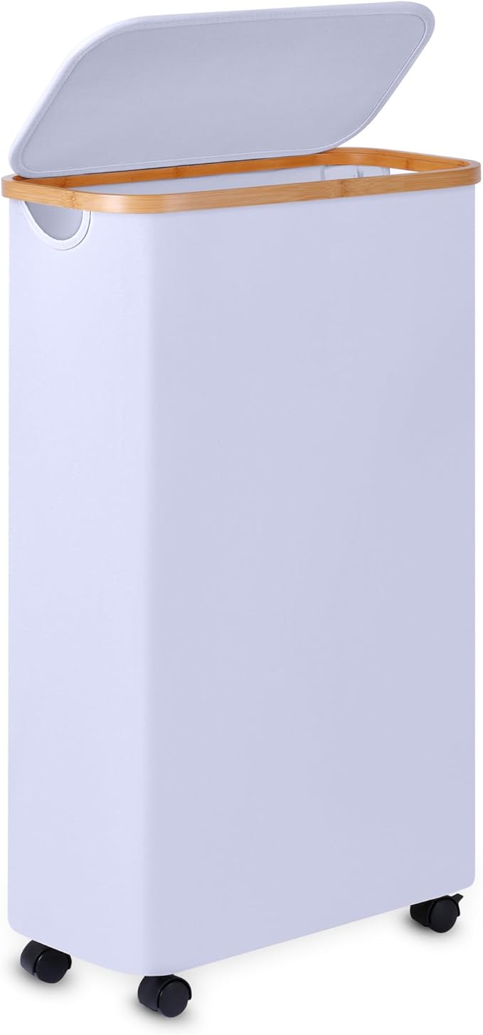 Slim Laundry Basket with Wheels, Narrow Hampers