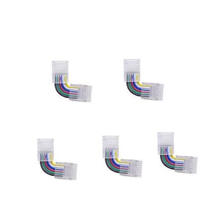 ENQIMAOYI 5PCS 6 Pins L Shape Solderless Connector LED Strip Light, RGBWW 12MM Right Angle Corner Solderless Connection for SMD 5050 RGBCCT LED Strip