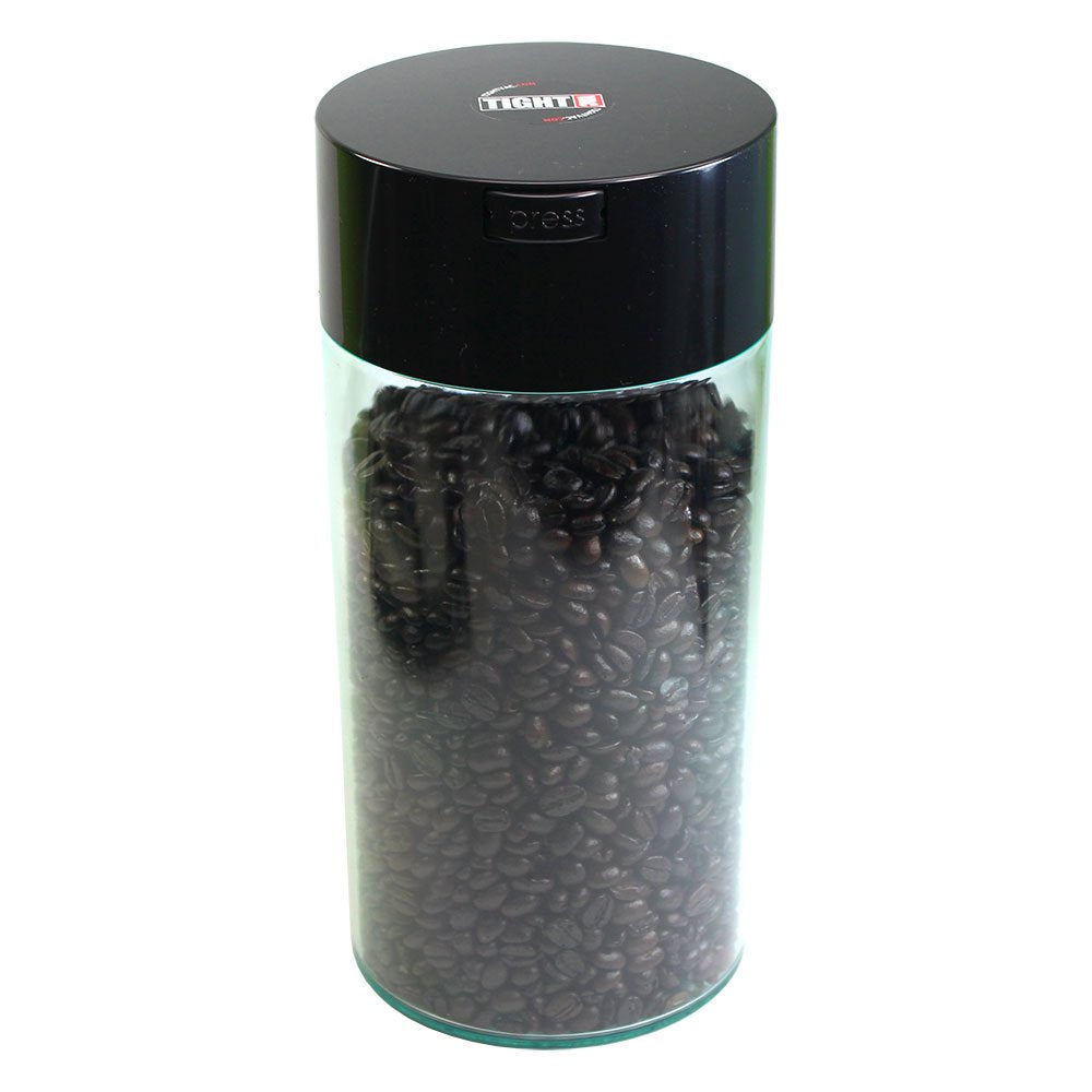 Tightvac 5 to 24 Ounces Airtight Storage Container - Multi-use Vacuum Seal for Coffee Beans, Grounds, Herbs, Tea, Spices and Dry Goods, Patented Airtight Container, Black