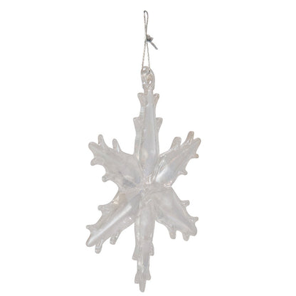 Kurt Adler 2" Glass Iridescent Snowflake Ornaments, 12-Piece Set for Christmas