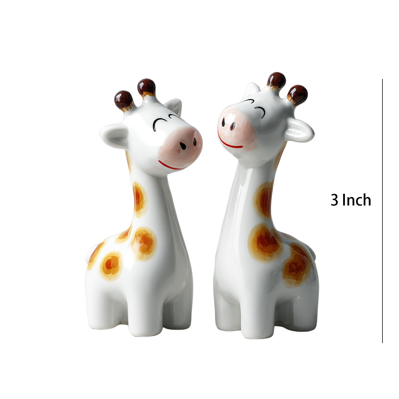 Bicuzat Ceramic Cartoon Giraffe Salt Pepper Set, 2 PCS Set of Salt and Pepper Shaker, White