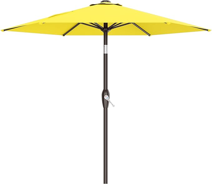 AreShark 7.5FT Patio Umbrella Table Market Umbrella with 6 Sturdy Ribs, Button Tilt/Crank Heavy-Duty Round Outdoor Umbrellas for Garden, Deck, Backyard,and Pool, Yellow