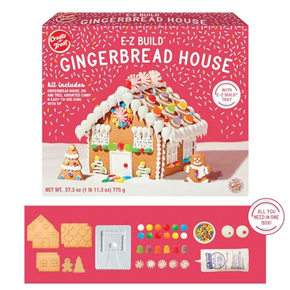 NABISCO Create-A-Treat E-Z Build Gingerbread House Decorating Kit, Holiday Gift, 27.3 oz + Bonus OREO Mini Cookie Snack Pack