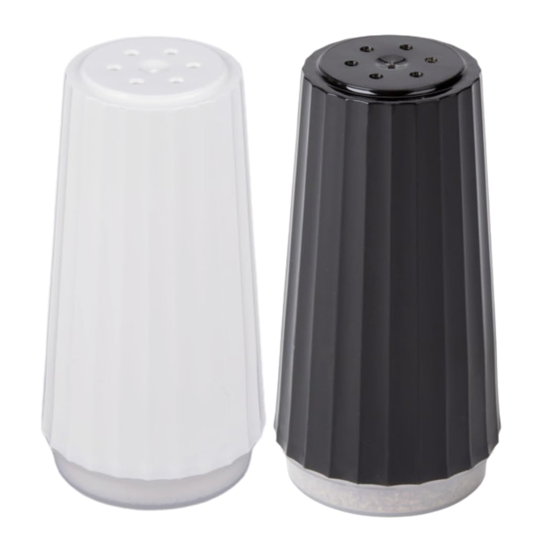 Disposable Salt and Pepper Shakers by Global Basics (24)- Plastic Shaker Sets for Parties, Restaurants, Picnics, Cookouts - Prefilled Salt and Pepper Shakers with 4oz. Salt, 1.5oz. Pepper - 24-Pack