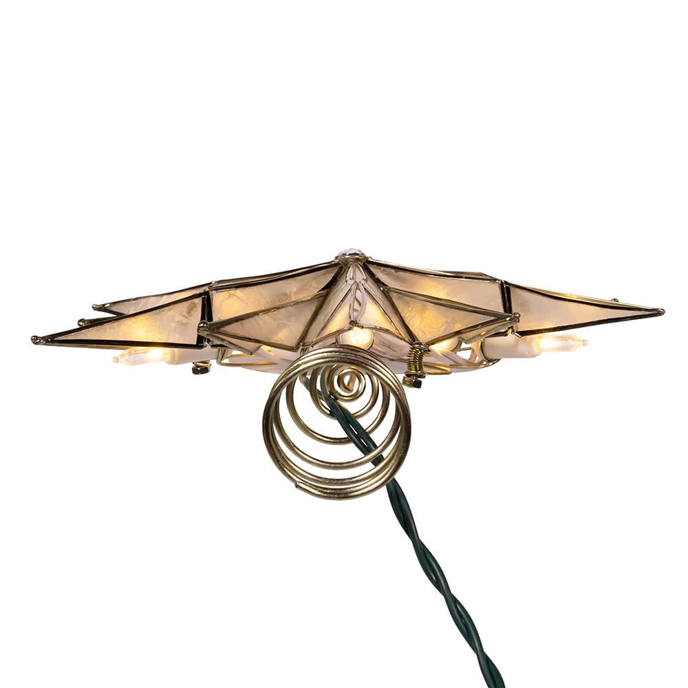 Kurt Adler 10 Light LED 12POINT Capiz Star + Gem Center Treetop