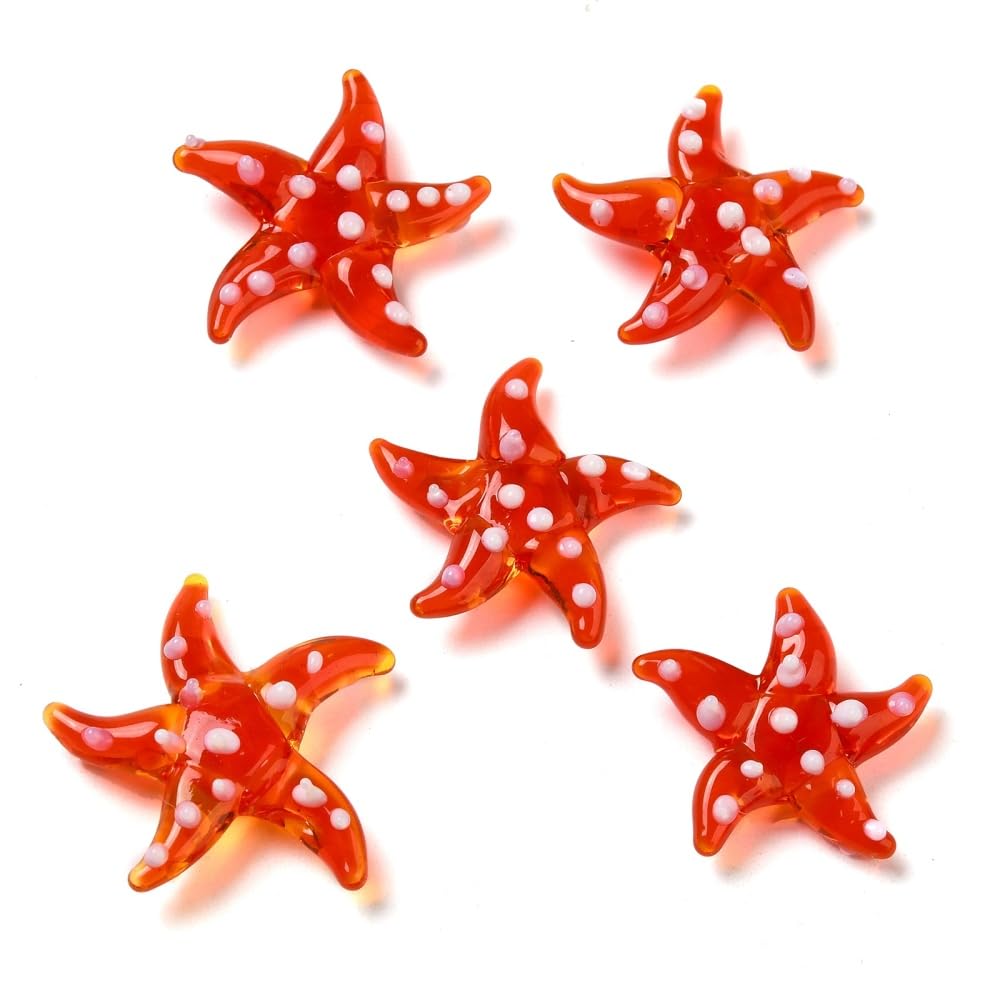 DanLingJewelry 10Pcs Handmade Glass Starfish Figurines Crystal Sea Star Summer Beach Themed Animals Ornaments for Home Office Table Decor