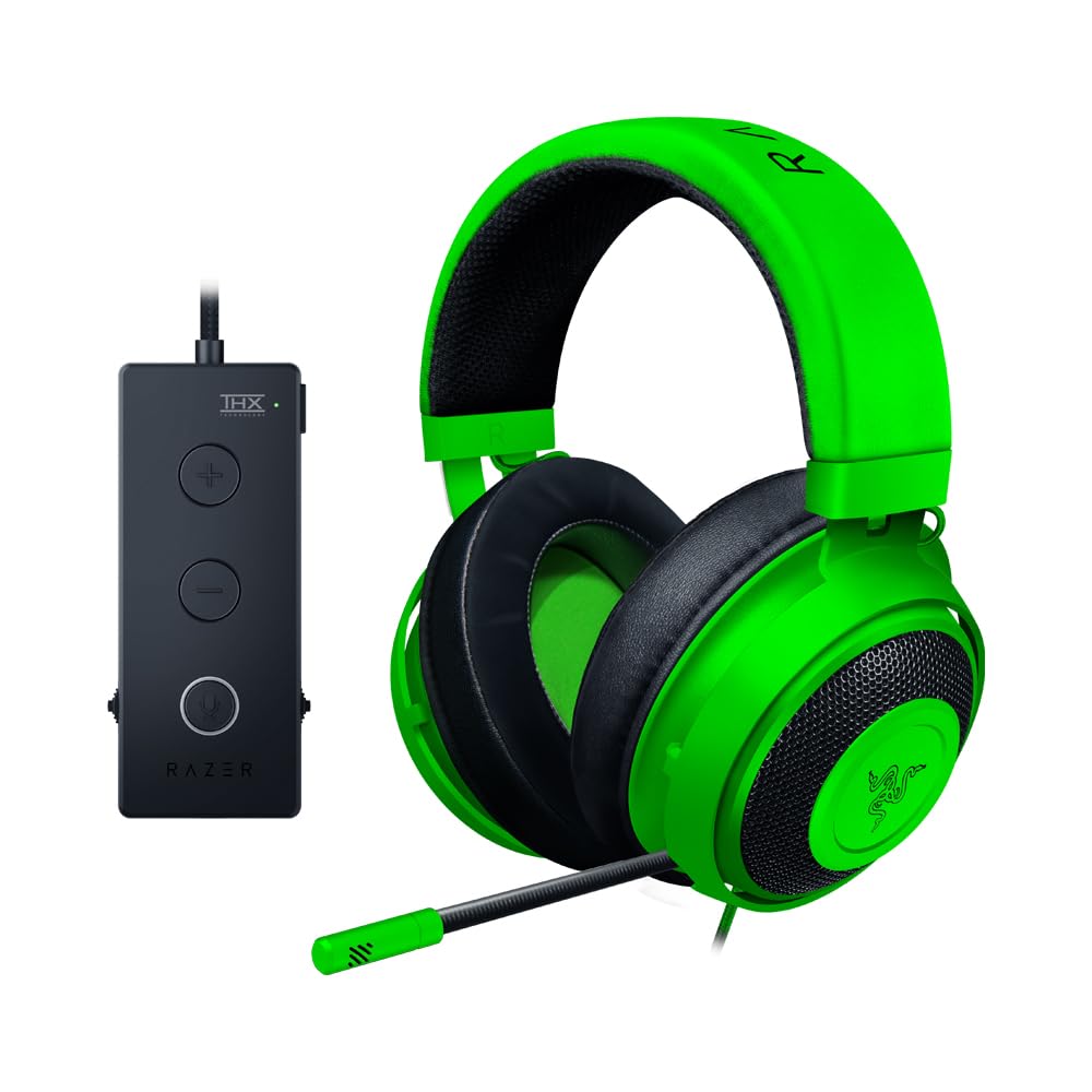 Razer Kraken Tournament Edition, Wired Esports Gaming Headset with Full Audio Control and THX Spatial Sound and Advanced Ergonomics, USB Audio Controller - Green