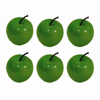 Pcalyr Artificial 6 Pieces Fake Green Apple Faux Realistic Large Apple Lifelike Simulation Foam Fruit Decoration for Home Decor, Kitchen, Party & Prop