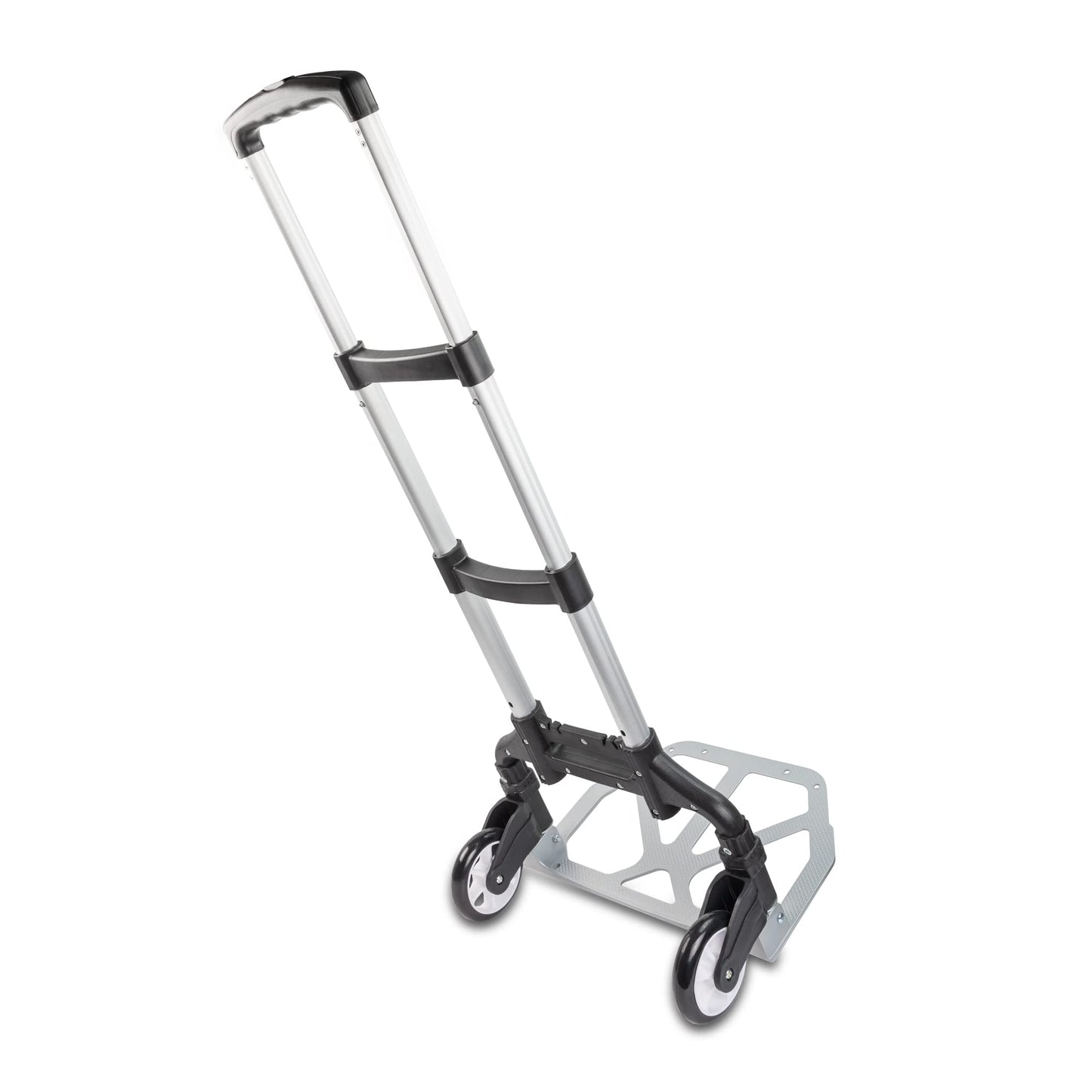 Ultimaxx Professional Heavy-Duty 150 Pound (lb) Capacity Aluminum Folding Hand Truck/Luggage Cart (Black/Silver) with Adjustable Handle, Folding Away Wheels, and Bungee Cord