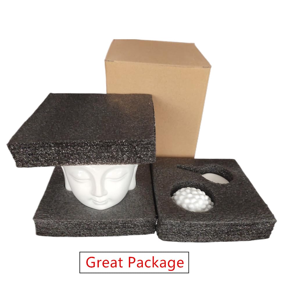 Ceramic Buddha Head Essential Oil Burner with Candle Spoon for Yoga Spa, Aromatherapy Wax Melt Burners Oil Diffuser Tealight Candle Holder for Bedroom Home Garden Decor (White)