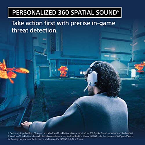 Sony INZONE H9 Gaming Headset, Wireless Noise Canceling Bluetooth Headset with Microphone, 360 Spatial Sound, for PC and PS5 (WH-G900N), Black