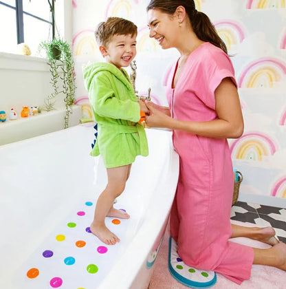 Munchkin Dandy Dots Non Slip Baby Bath Mat | Colourful Bubble Shower Mat | Bathmat with Skid-Resistant Suction Cups |Baby Essential Children's Bath Accessories