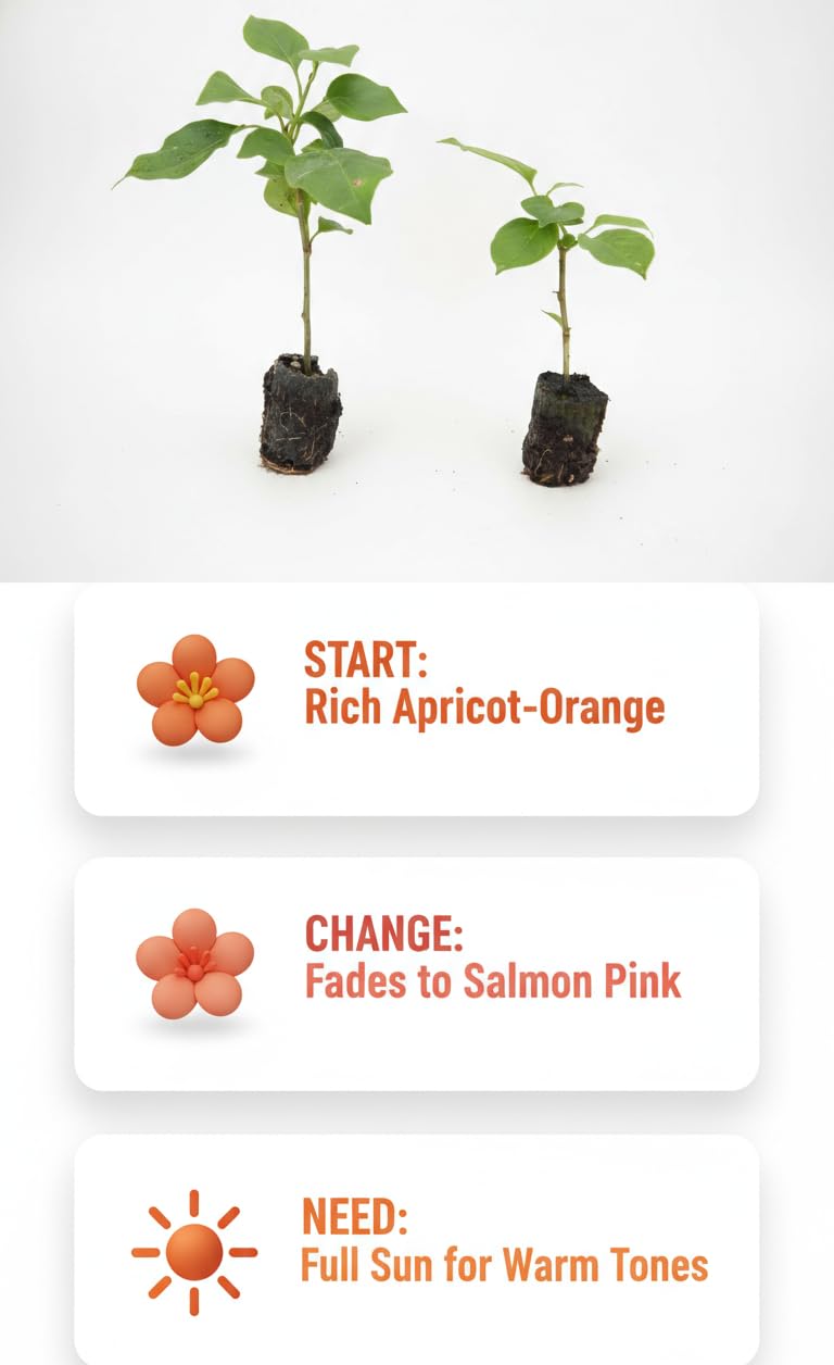 2 Bougainvillea 'Sundown' Plants - Live Rooted Starters (4-6 Inches) - Apricot-Orange to Salmon Blooms - Color Changing Tropical Vine for Trellis & Fences