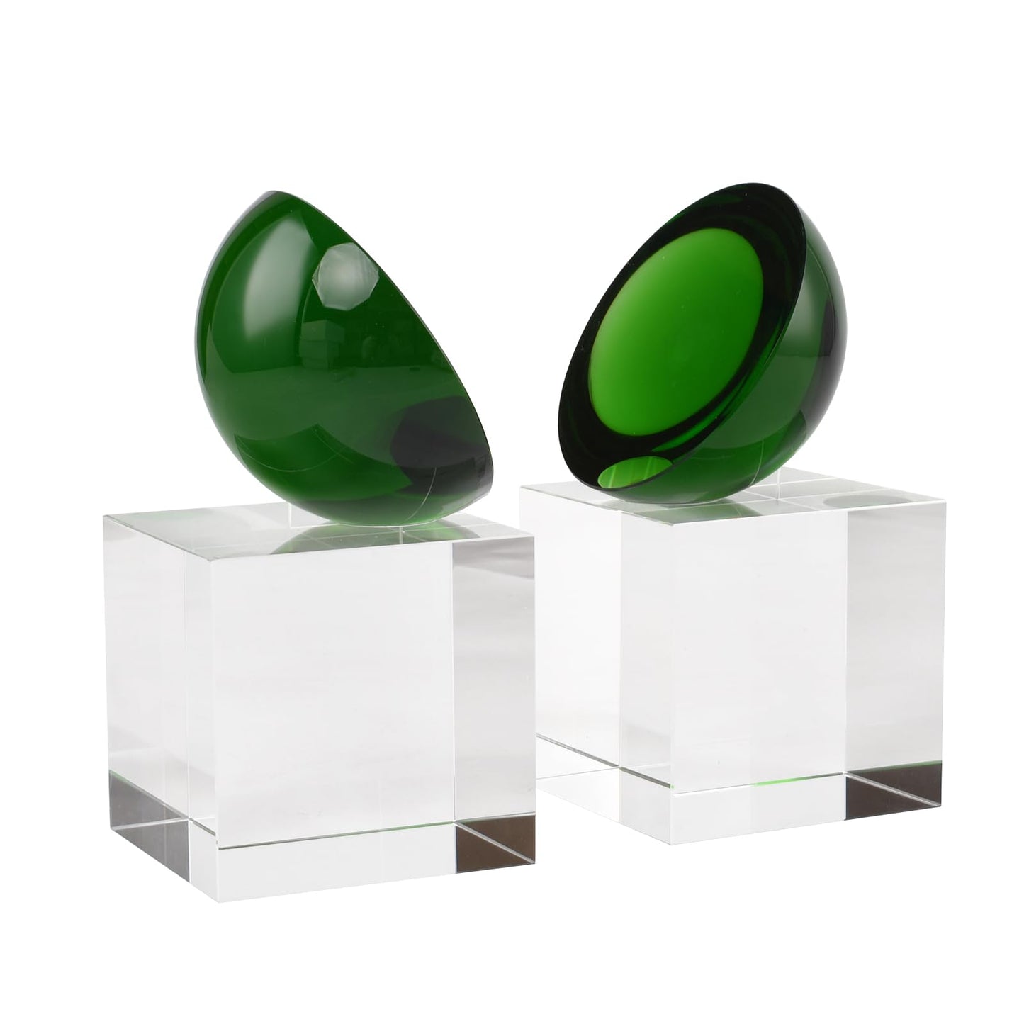 Kitcom Handmade Crystal Bookends Green, 1 Pair of Decorative Tabletop Bookends for Office, Home, Desk, Comes with Gift Box