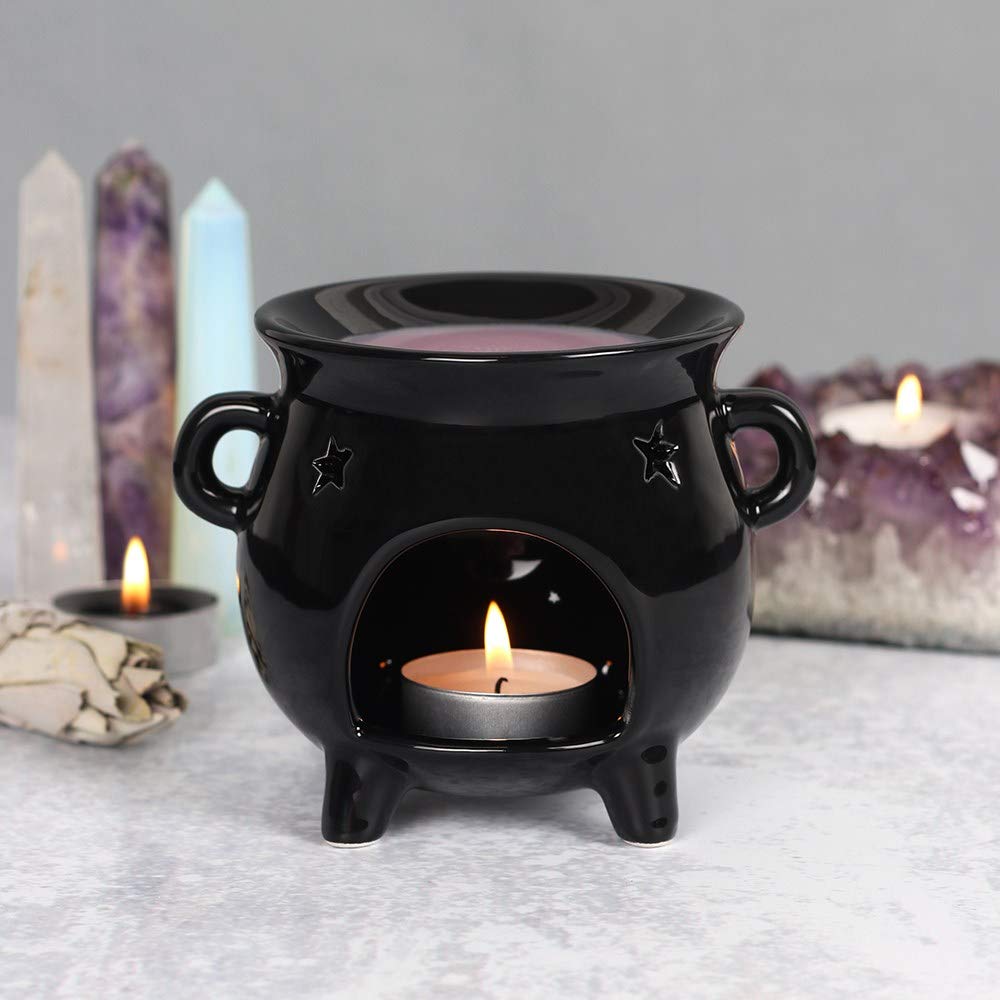 Pacific Giftware Witch's Cauldron Black Ceramic Tealight Candle Holder Oil Burner
