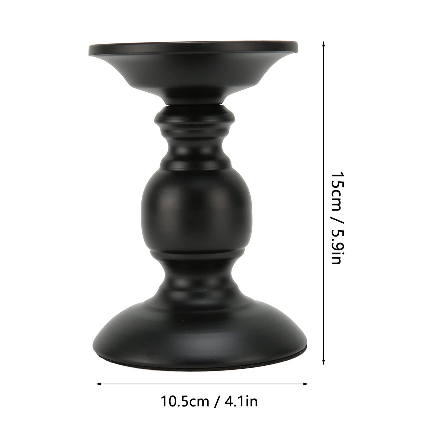Tyenaza Pillar Candle Holder Rustproof Black Metal Iron Matte Pillar Candle Holder Ornament Dining Table Decoration for Wedding, Dining Table, Party