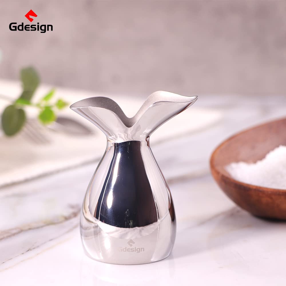 Gdesign Stainless Steel Salt Shaker, Refillable Seasoning Cans - Calla Lily Design Spice Dispenser for Home, Restaurant, Canteen