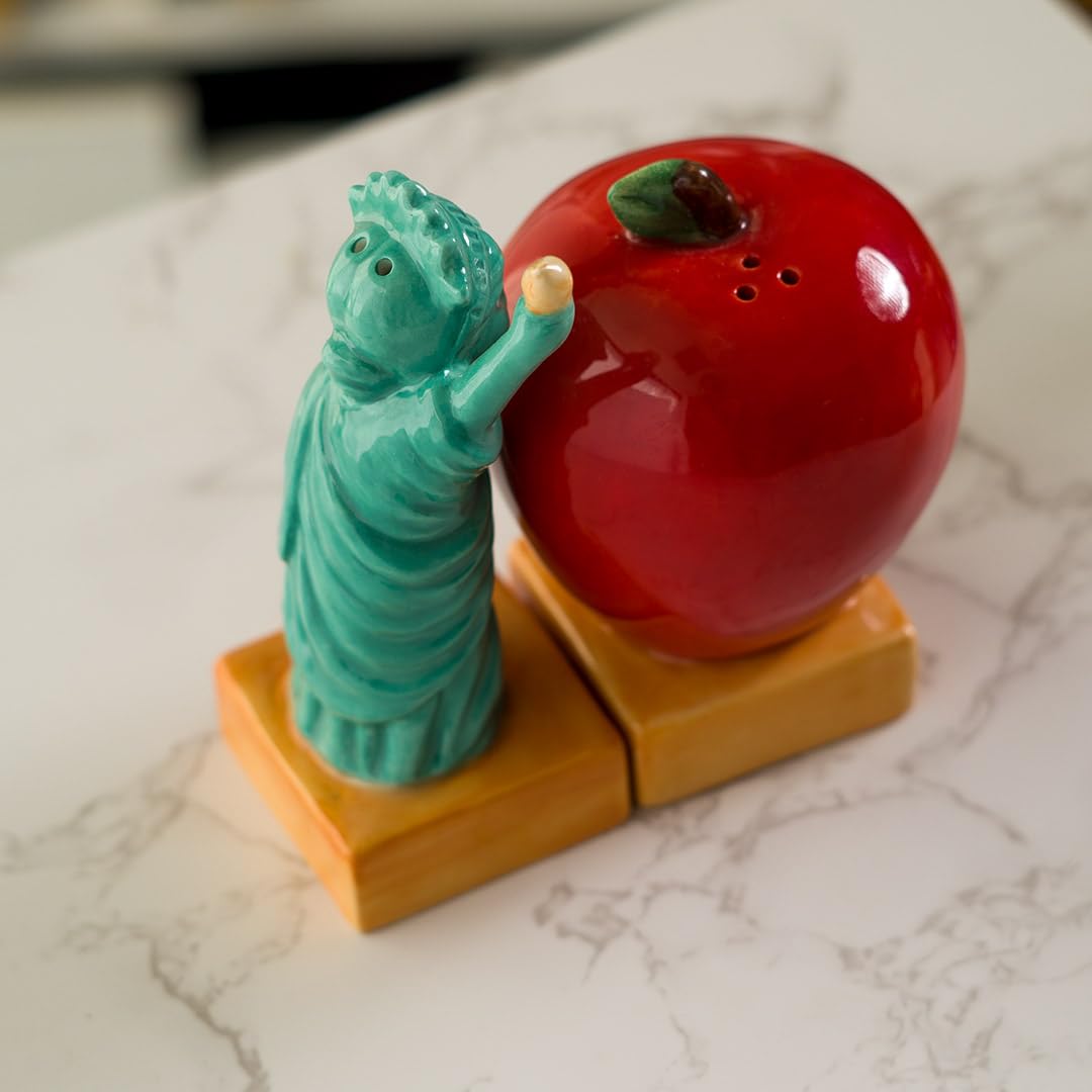 Pacific Giftware Empire State Apple and Liberty Ceramic Salt and Pepper Shakers