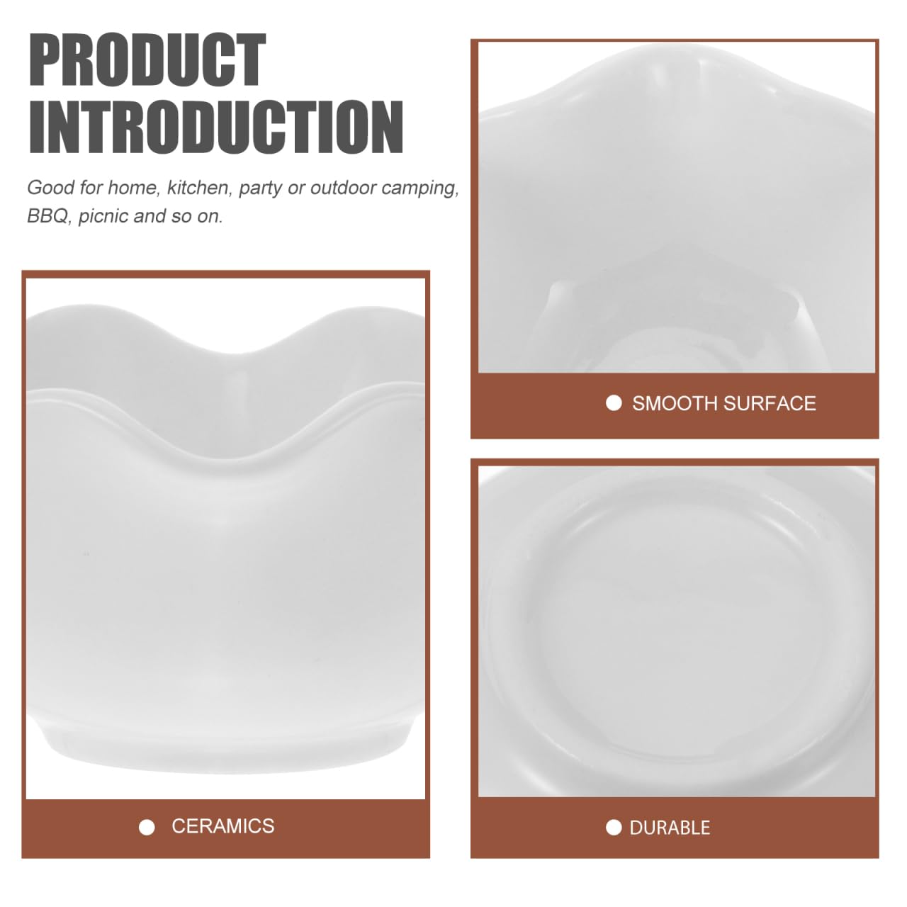 Zerodeko 4-Piece Lotus Leaf Shape Ceramic Sauce Bowls Set Small White Dipping Bowls for Salad Snacks Condiments 3.14X3.14X1.41 Inch
