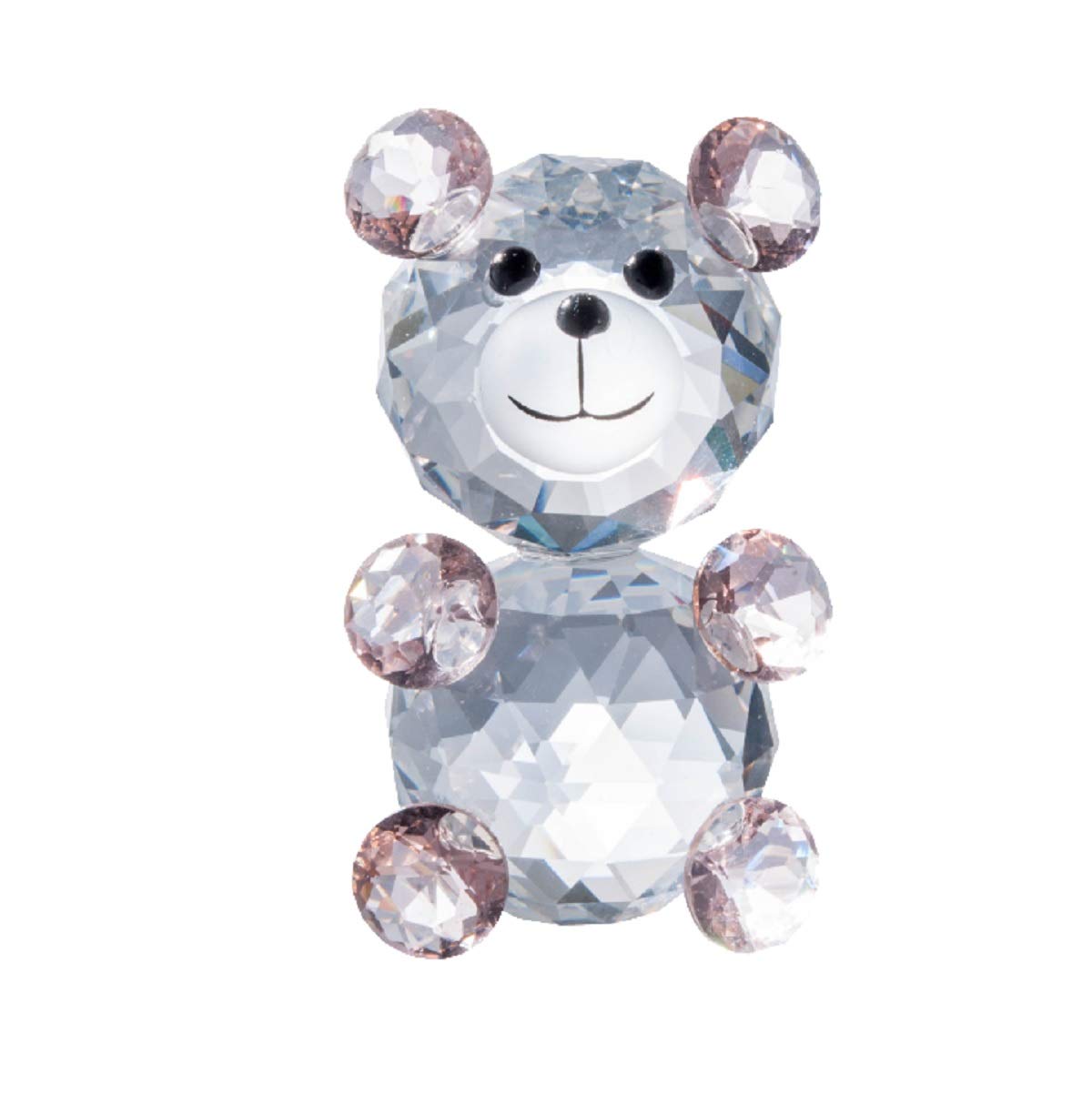 DMtse 3D Crystal Ornament Cute Pink Bear Figurine Collectible Cut Glass Ornament Statue Animal Decor with Box
