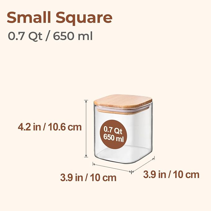ComSaf 0.7 Qt Glass Food Storage Jars Set of 9, Pantry Organization Jar