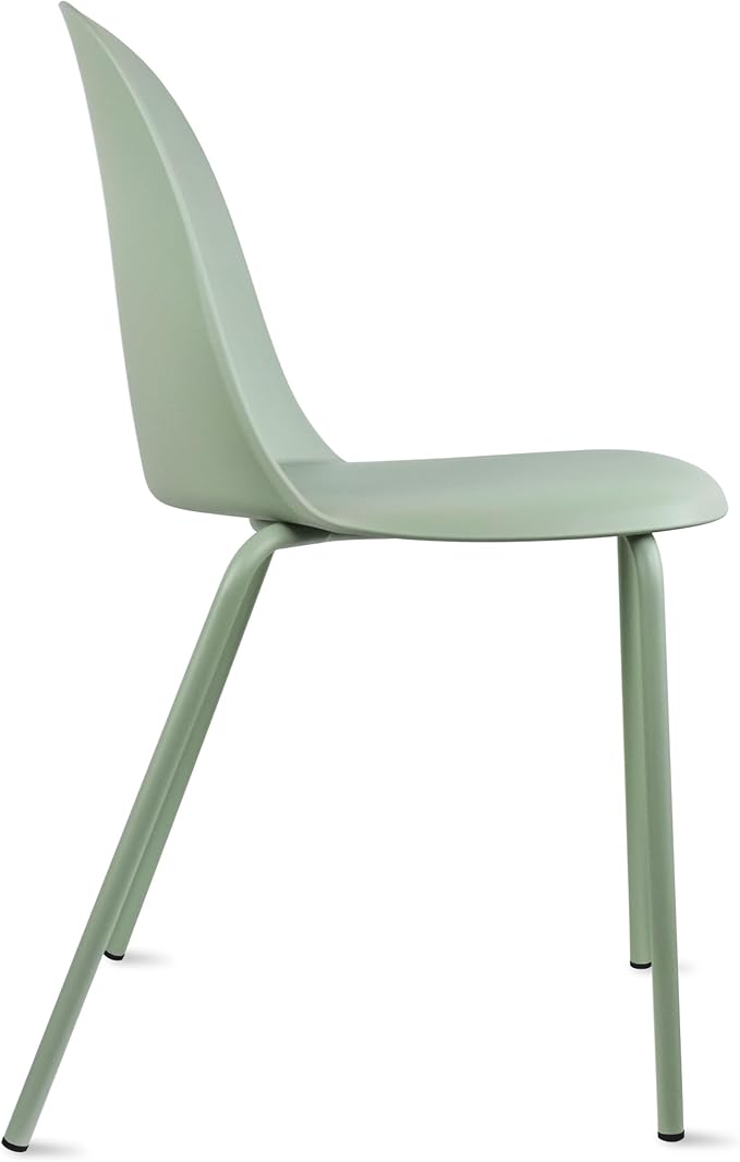 2xhome Modern Stackable Armless Dining Chair | Plastic Shell Seat with Metal Legs | Indoor or Outdoor Use | Home Kitchen Patio (1, Green, No Padding)
