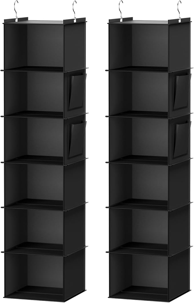 YOUDENOVA Hanging Closet Organizer, 6-Shelf Closet Hanging Storage Shelves