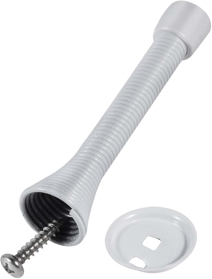 KISEER 12 Pack Spring Door Stops 3 1/4 Inch Flexible Heavy Duty Spring Door Stopper with RustProof Screw Rubber Bumper Tips (White)