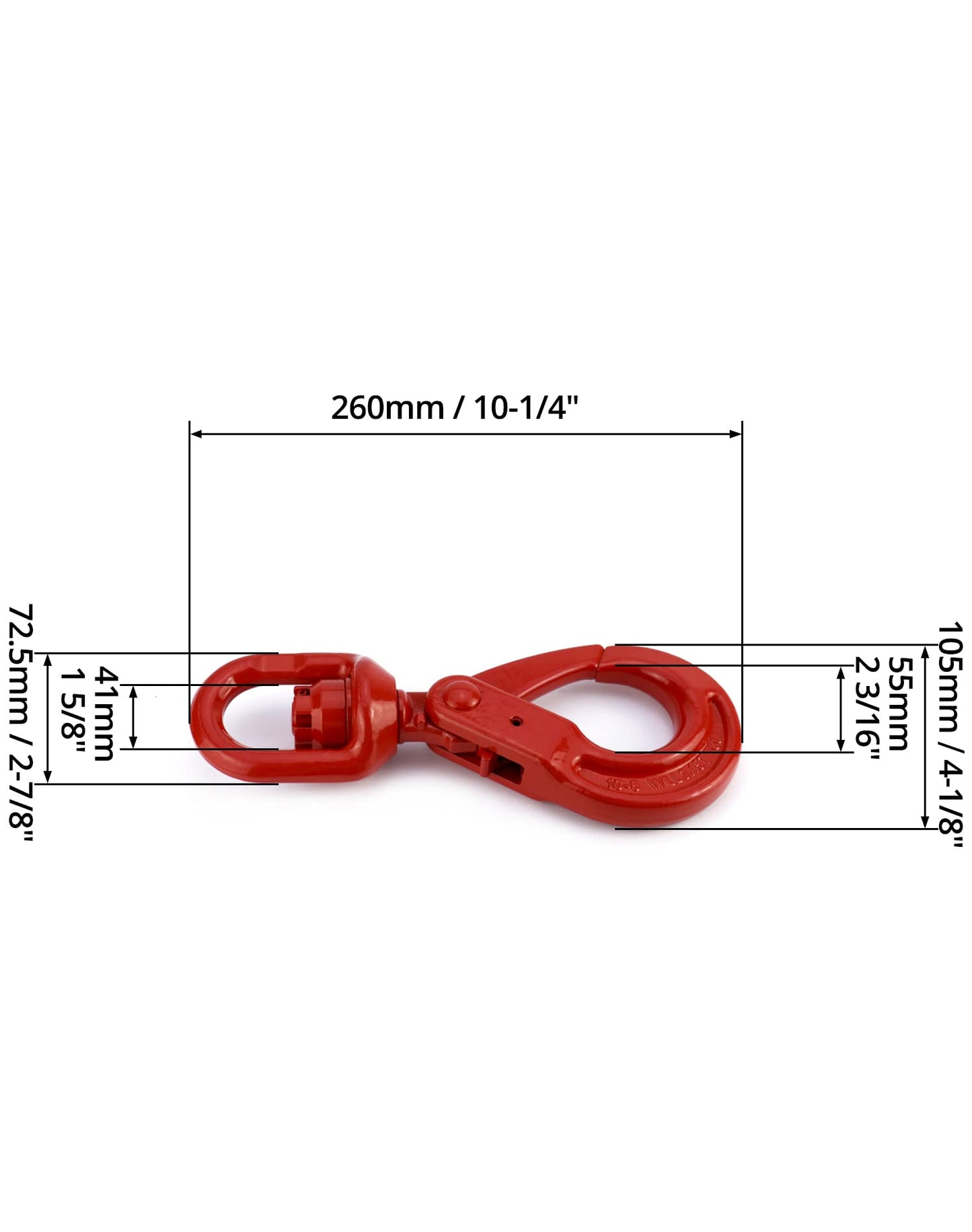 QWORK Grade 80 Forged Swivel Self-Locking Hook, 7100Lb – Heavy Load Chain Connector for Hoisting, Rigging & Lifting