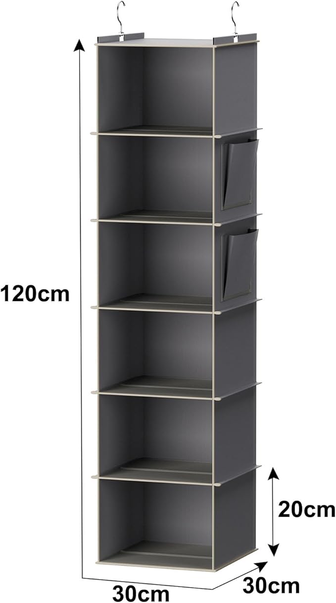 YOUDENOVA Hanging Closet Organizer and Storage, 6-Shelf Closet Hanging Storage