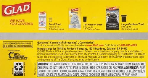 Glad Tall Kitchen Trash Bags 13 Gallon, Unscented Garbage Bags