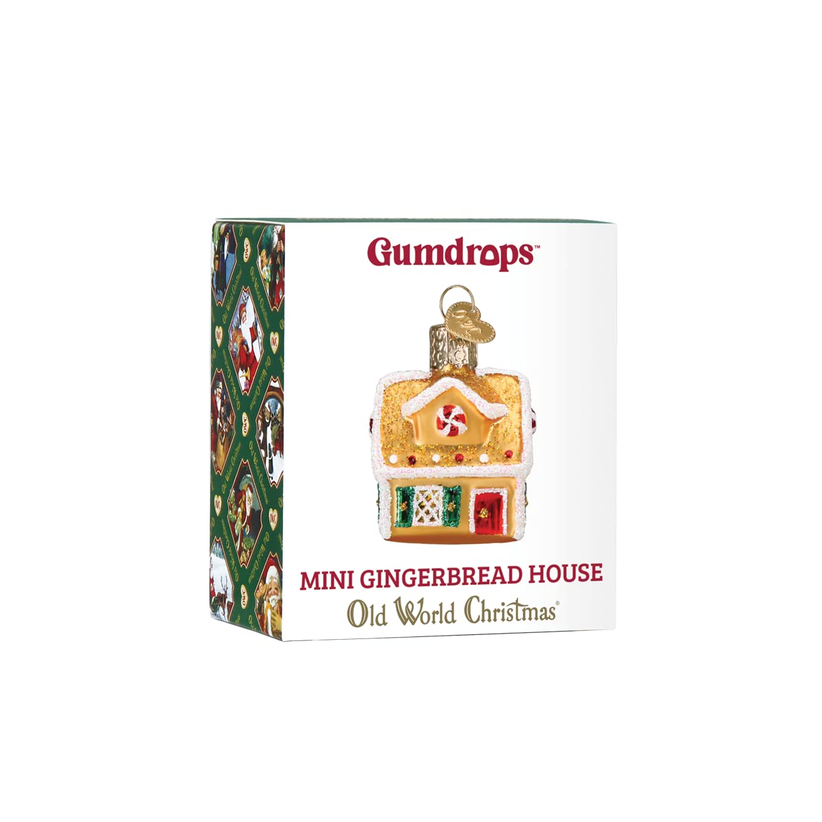Old World Christmas Gumdrops Mini Gingerbread House Glass Blown Ornament for Christmas Tree, Handcrafted Holiday Decoration, Gingerbread Collection