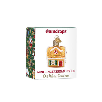 Old World Christmas Gumdrops Mini Gingerbread House Glass Blown Ornament for Christmas Tree, Handcrafted Holiday Decoration, Gingerbread Collection