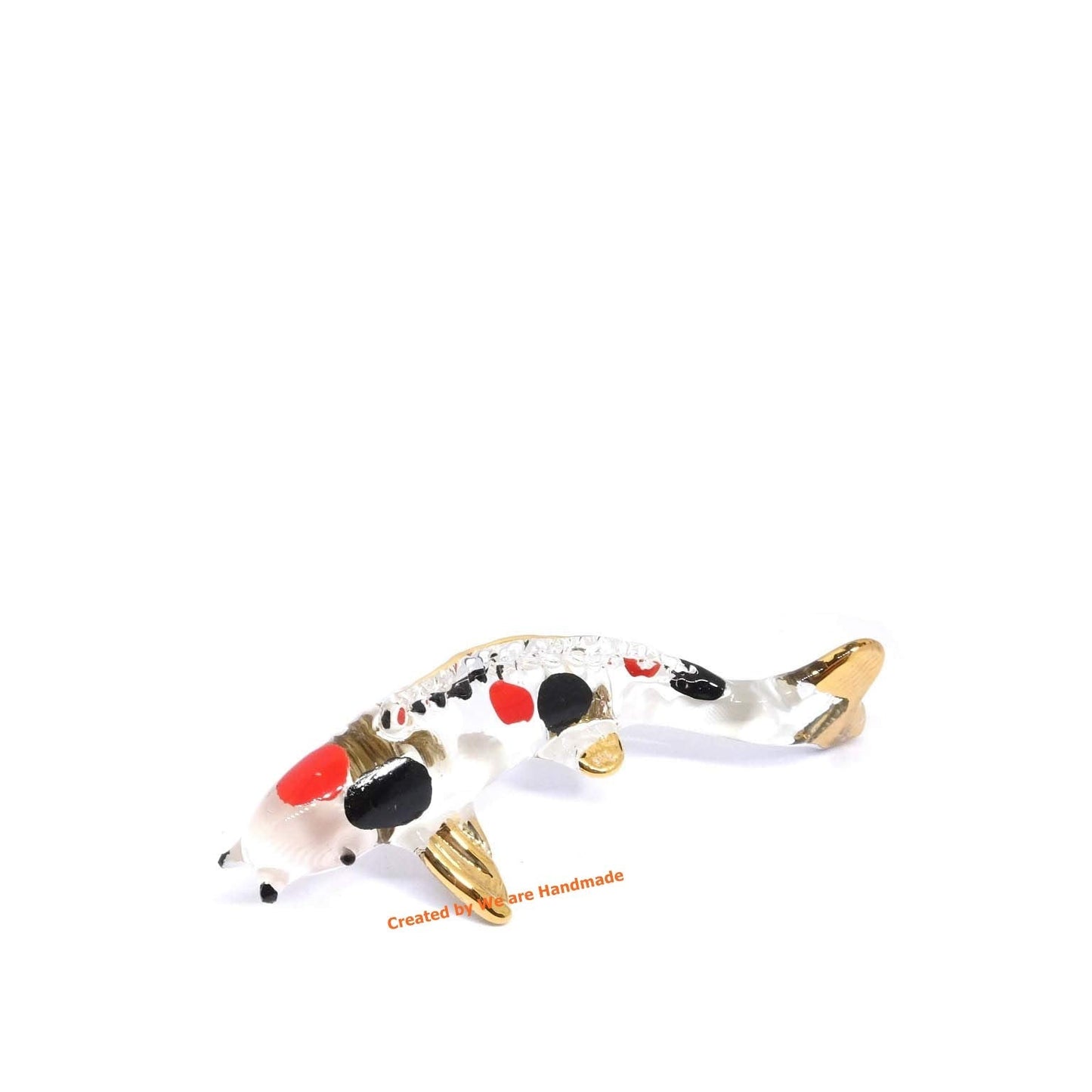 Handmade Mini 3" Koi Fish Carp Figurine Art, Cool Stuff, Miniature Animals, Home or Garden Decor Gift Ideas (Kanako Sanke Style)