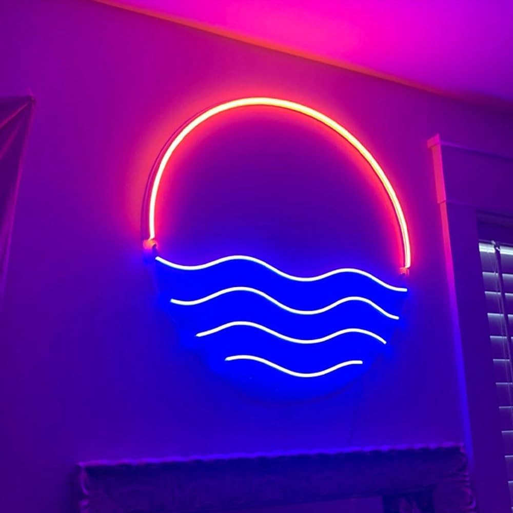 LED Decorative Lights USB Mountains Sunrise Sunset Led Neon Signs Home Decoration Wall Art Holiday Gift Brightness Adjustable 16.5''x11.8''