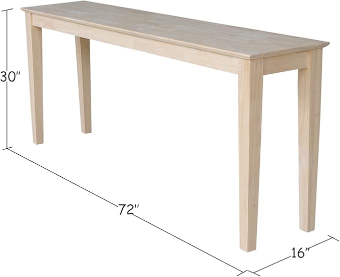 International Concepts Shaker Console Table, 48-Inch Long, Solid Parawood