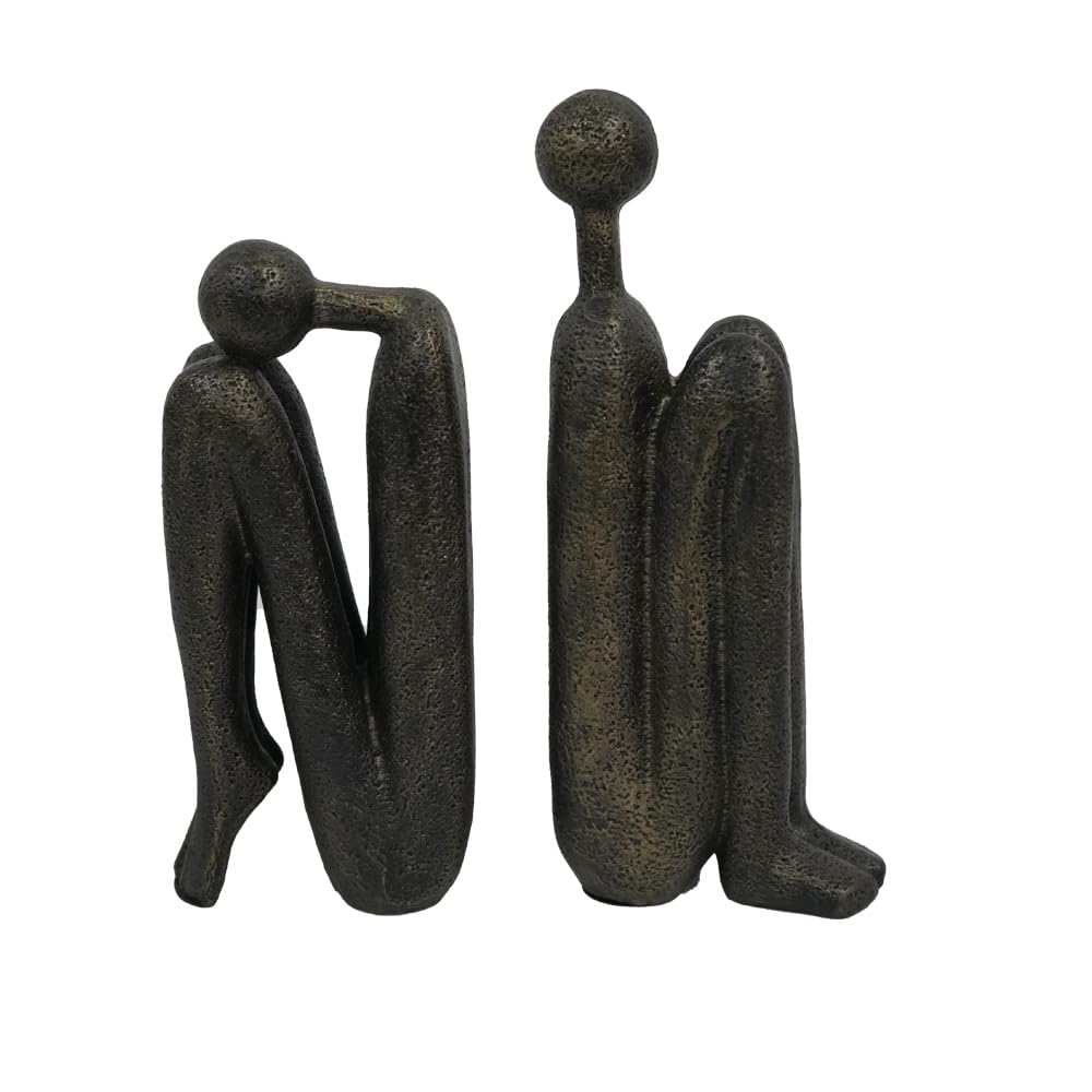 Thinker Decorative Bookends for Shelves, 1 Pair Heavy-Duty Book Ends Holder, Resin Book Stopper for Office Home Living Room Decor