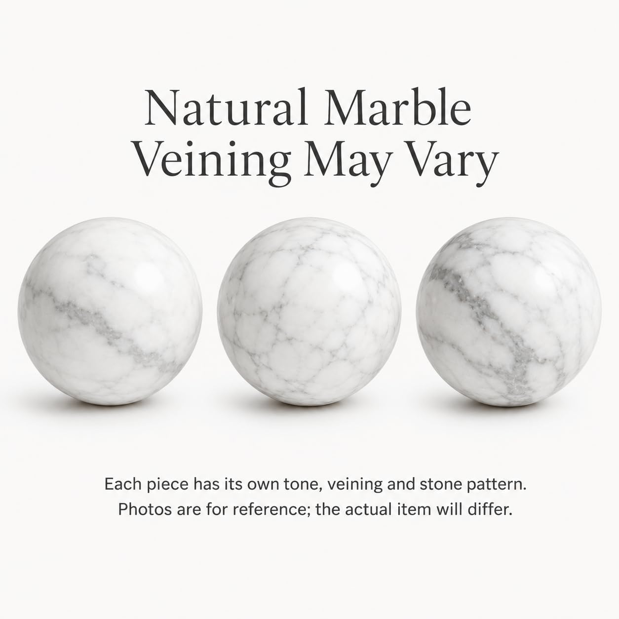 SIRIZEN-DIVING White Marble Decorative Sphere, 8cm Natural Stone Orb