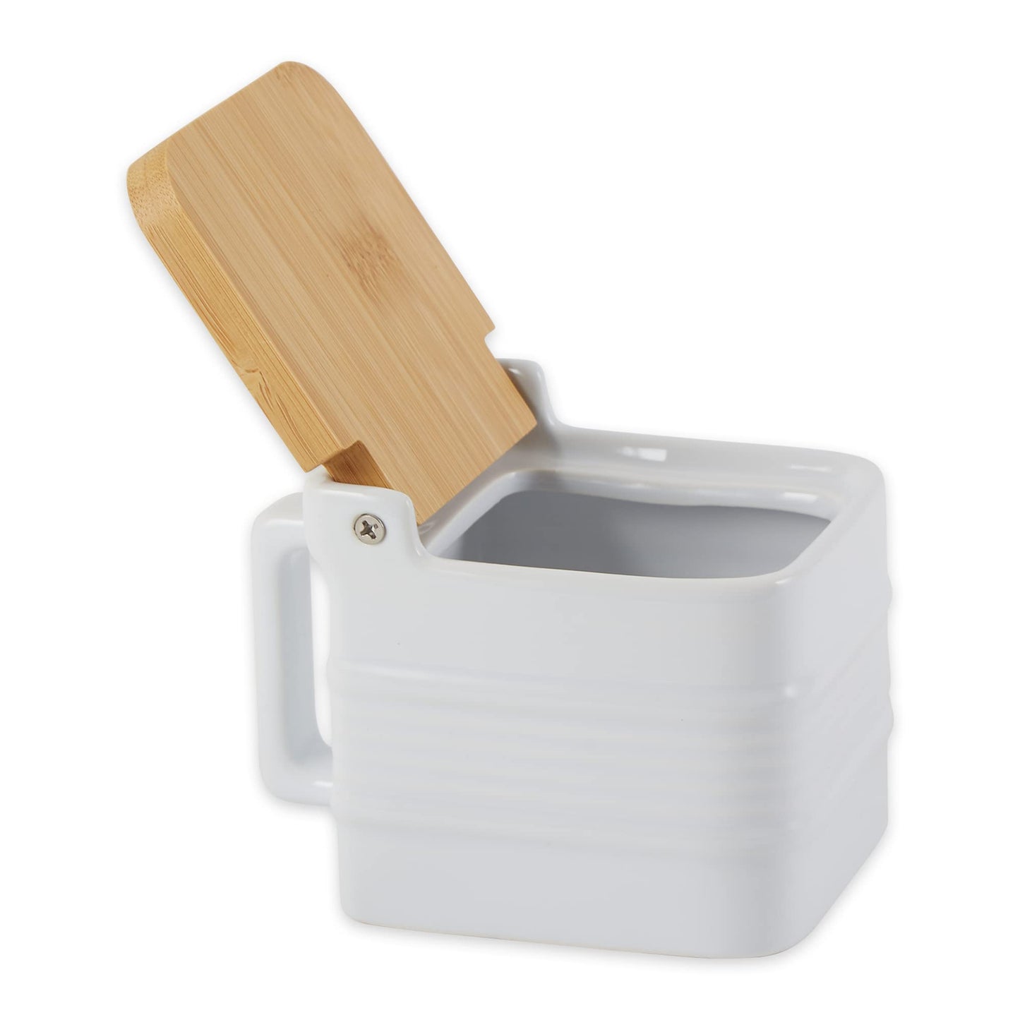 RSVP International White Stoneware Kitchen Collection, Salt Box, 4.5x3.25x3.5"