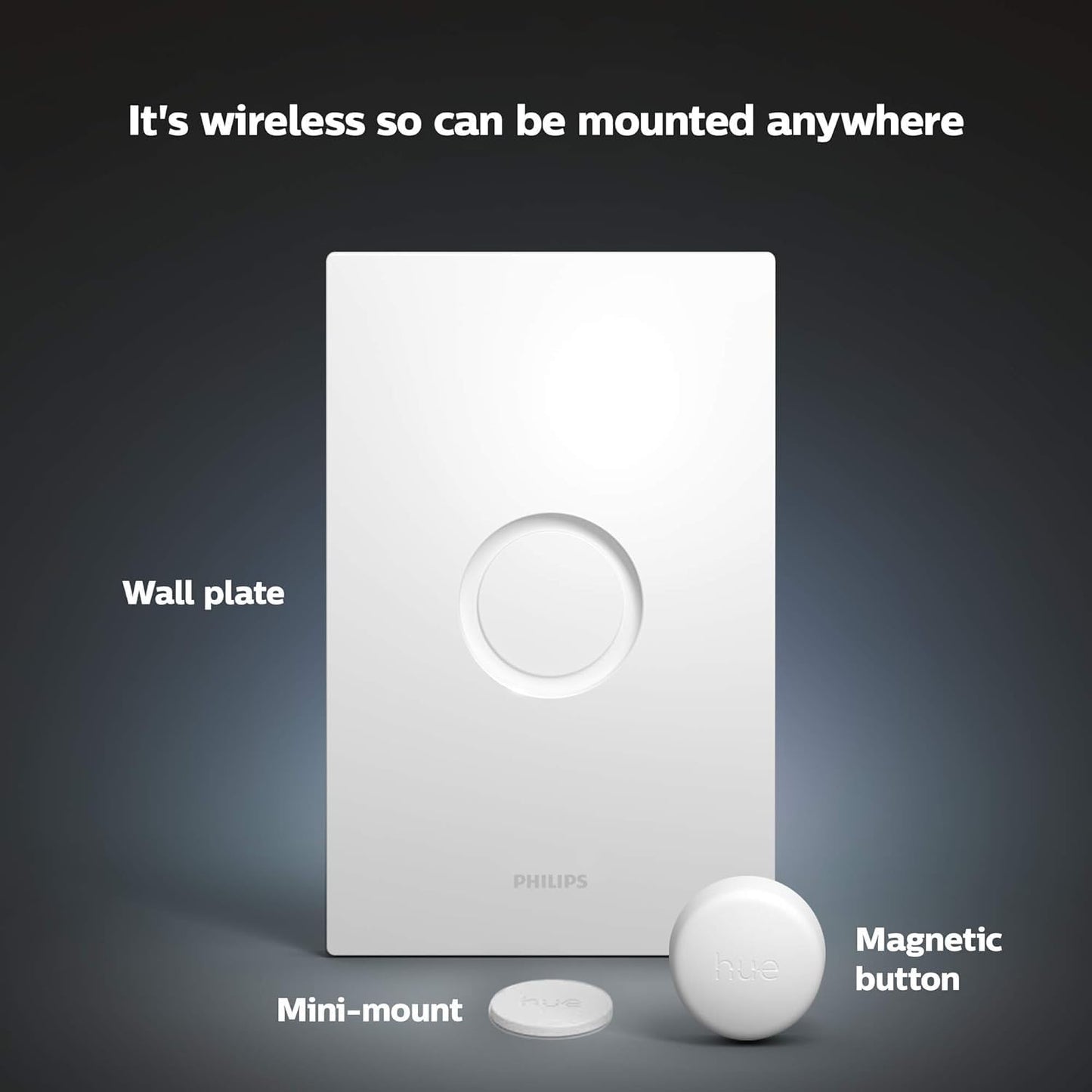 Philips Hue Wall Tap Dial Light Switch, Portable, White - 1 Pack - Requires Hue Lights and Hue Bridge - Smart Home - Easy, No-Wire Installation