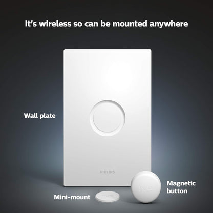 Philips Hue Wall Tap Dial Light Switch, Portable, White - 1 Pack - Requires Hue Lights and Hue Bridge - Smart Home - Easy, No-Wire Installation